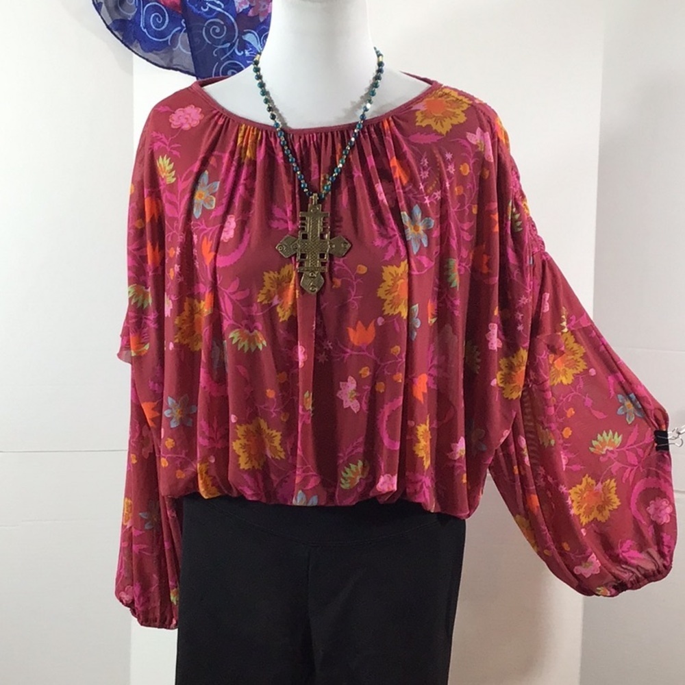 Free People floral oversized crop top XS
